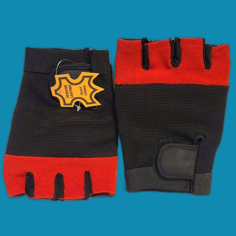 New Half‎ Finger Leather Gloves Fitness Weight Lifting Gym Motorbike Cycling XXL